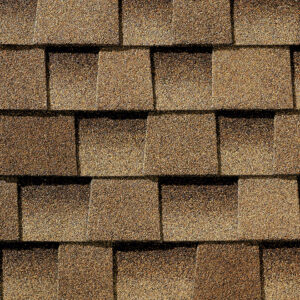 close up photo of gaf's timberline hd shakewood shingle swatch